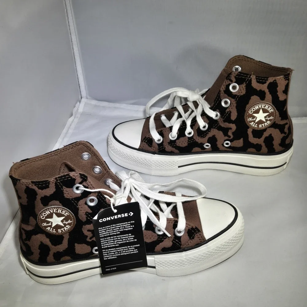 Converse Chuck Taylor Leopard Remix Lift Platform Hi Top Shoe Womens 6‎ New - Picture 2 of 9